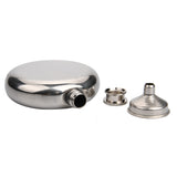 2-Pack Portable 5OZ Mirror Finish Round Hip Flask for Outdoor & Travel - Stainless Steel Pocket Liquor Bottle with Small Funnel Included - Front View