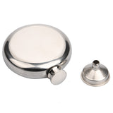 2-Pack Portable 5OZ Mirror Finish Round Hip Flask for Outdoor & Travel - Stainless Steel Pocket Liquor Bottle with Small Funnel Included - Side View