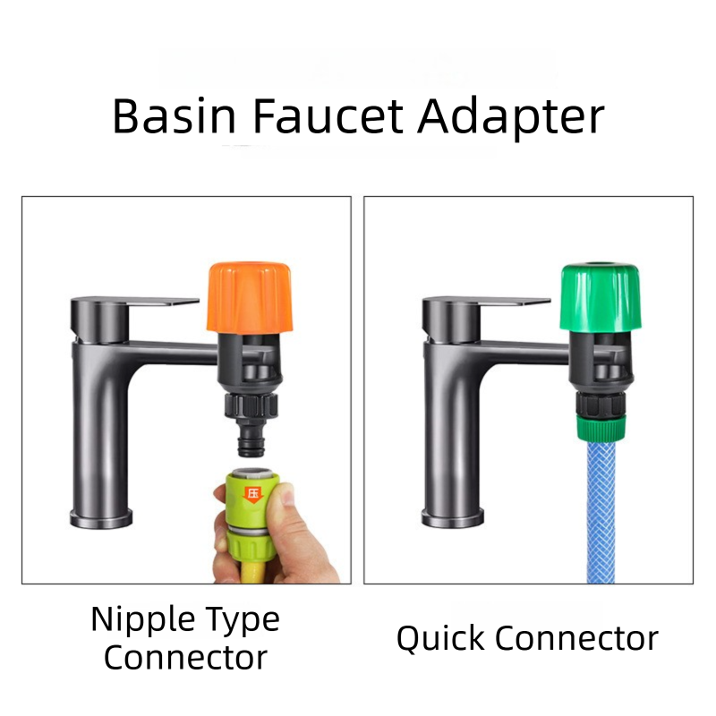 2-Pack Orange Universal Quick Connector for Taps Up To 3.3CM WIth Leak-Proof Design - Kitchen & Bathroom Mixer Tap to Garden Hose Adapter