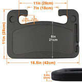 Grey Multi-Functional Car Steering Wheel Tray - Portable Auto Desk for Eating, Laptop, and Drink Holder (42x28CM)