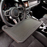 Grey Multi-Functional Car Steering Wheel Tray - Portable Auto Desk for Eating, Laptop, and Drink Holder (42x28CM) - Rear View