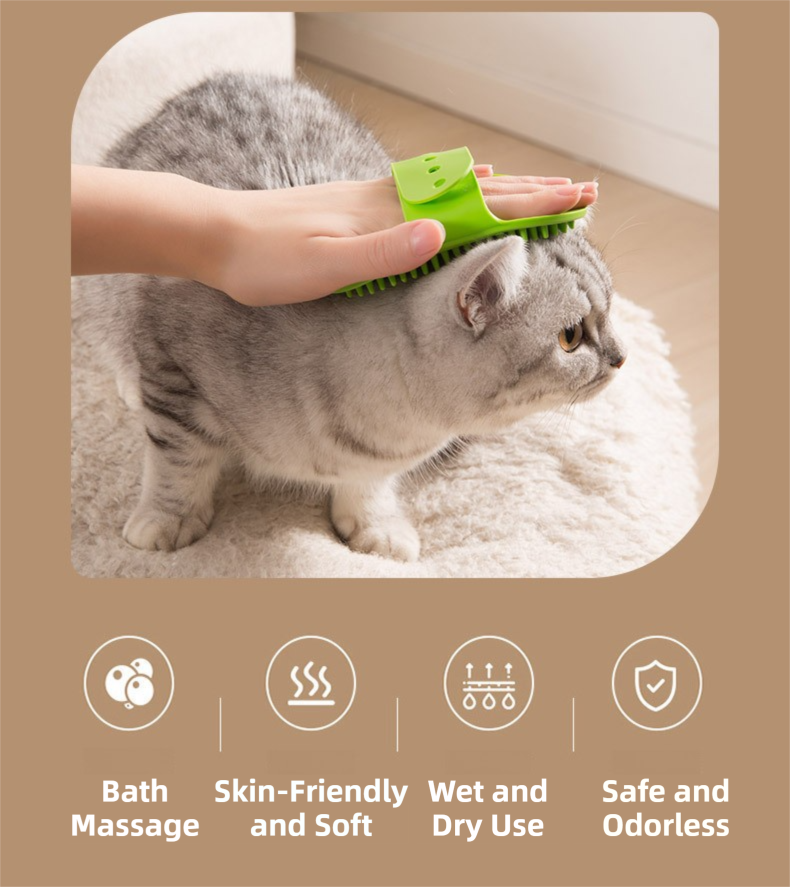 3-Pack Pink Multi-Functional Adjustable Silicone TPR Pet Grooming Massage Brush - for De-Shedding, and Furniture Scratching