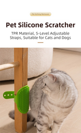3-Pack Black Multi-Functional Adjustable Silicone TPR Pet Grooming Massage Brush - for De-Shedding, and Furniture Scratching - Front View