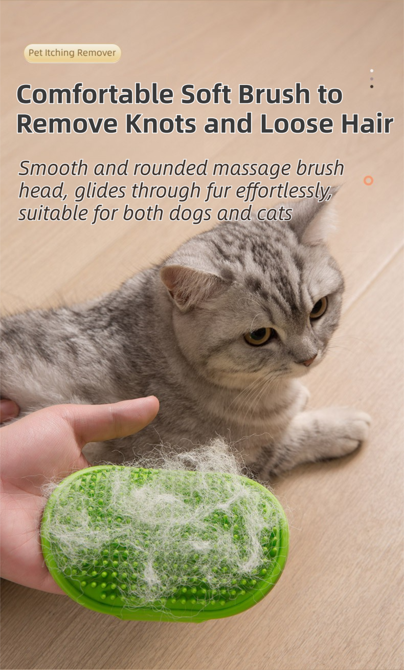 3-Pack Black Multi-Functional Adjustable Silicone TPR Pet Grooming Massage Brush - for De-Shedding, and Furniture Scratching