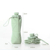 Blue Portable Food Grade Silicone Collapsible Sports Water Bottle 600ML - Folding down 80% , Low High Temperature Resistant