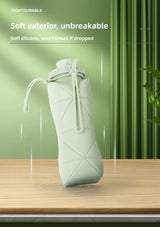 Blue Portable Food Grade Silicone Collapsible Sports Water Bottle 600ML - Folding down 80% , Low High Temperature Resistant