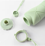 Grey Portable Food Grade Silicone Collapsible Sports Water Bottle 600ML - Folding down 80% , Low High Temperature Resistant - Side View