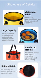 20L Yellow Outdoor PVC Folding Water Bucket - Portable Fishing Barrel, Camping Water Storage, Car Washing Bag - Top-Down View