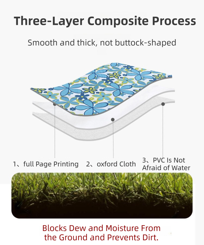 Coffee White Grid Foldable Waterproof & Moisture-Proof Picnic Blanket 150x100CM - 600D Three-Layer Composite Oxford Extra Large Mat for Beach & Camping