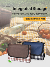 Green Circle Foldable Waterproof & Moisture-Proof Picnic Blanket 150x100CM - 600D Three-Layer Composite Oxford Extra Large Mat for Beach & Camping - Front View