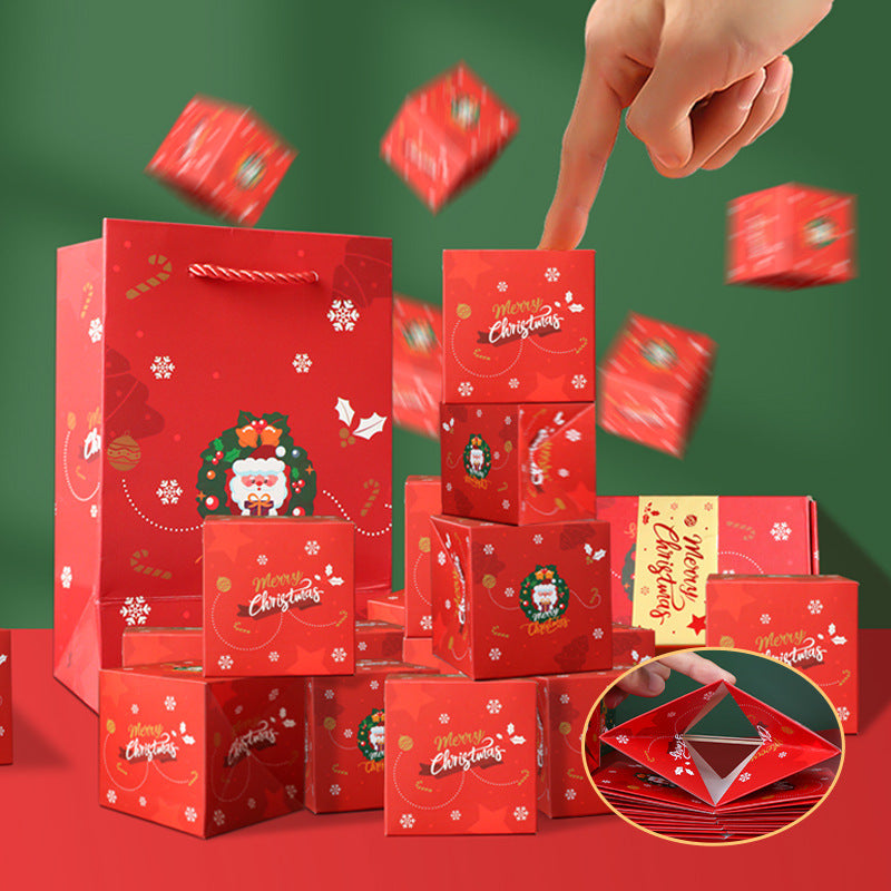 Red Pop-Up Jumping Gift Box Set (10 Bouncing Boxes) - Christmas / Valentine's Day Creative Surprise Gift Kit for Cash & Tiny Gift