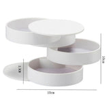 White 4-Layer Rotating Jewelry Storage Box - Dust-Proof Velvet Lined Organizer for Rings, Coins, and Hair Accessories (10x10CM)