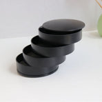 Black 4-Layer Rotating Jewelry Storage Box - Dust-Proof Velvet Lined Organizer for Rings, Coins, and Hair Accessories (10x10CM)