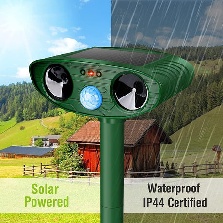 Classic Solar Powered Animal Repeller - PIR Sensor, Ultrasonic & Flashing Light Deterrent for Cats, Dogs, and, image 4