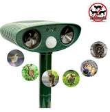 Model 704 Solar Powered Animal Repeller - High-Performance Ultrasonic & Optical Deterrent for Yard Protection - Front View