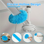 2-Pack Blue Telescopic Electrostatic Duster with 360° Hollow Ring Design - Fan Blade Cleaner, High Reach Dust Removal, Multi-Purpose