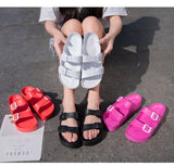 #38 Pink Thick Sole Buckle Slide Sandals(Fits Foot L 23 CM) - EVA Comfortable & Non-Slip Birkenstock Style Sandals for Casual Wear