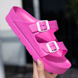 #41 Pink Thick Sole Buckle Slide Sandals(Fits Foot L 23 CM) - EVA Comfortable & Non-Slip Birkenstock Style Sandals for Casual Wear