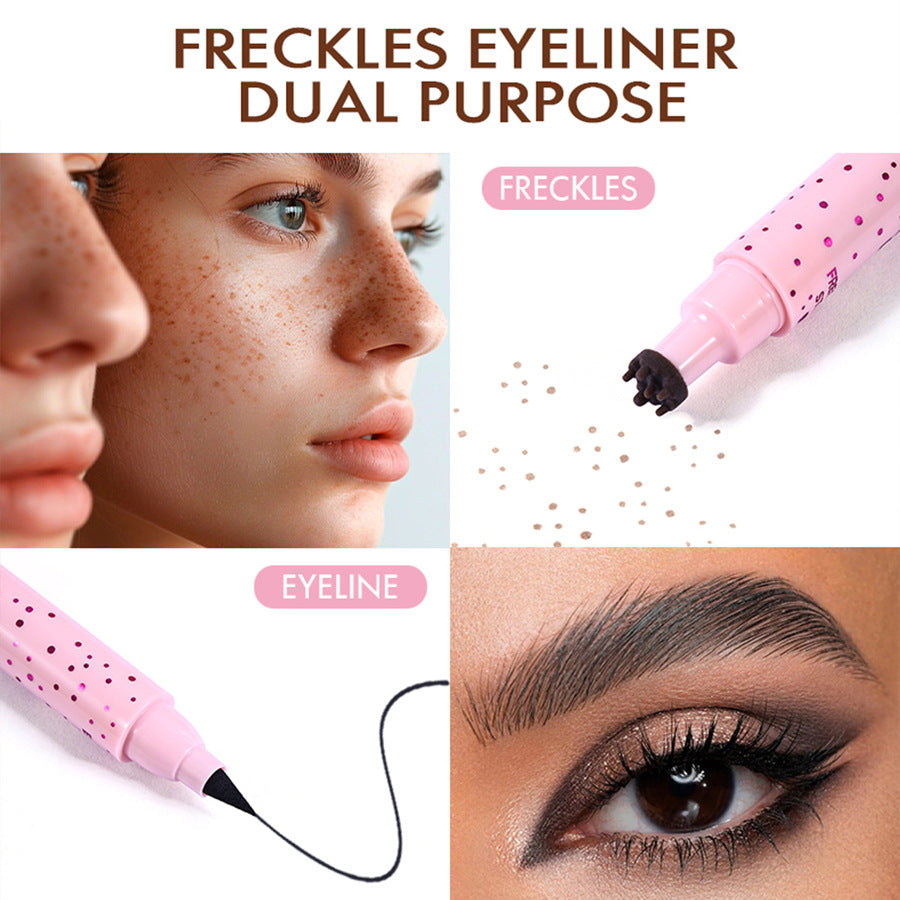 2-Pack #04 Espresso 2-in-1 Double-Headed Freckle Pen & Eyeliner - Natural & Long-Lasting, Easy Coloring for Sun-Kissed Look