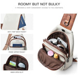 White Women's 3-Layer Zipped PU Chest Bag with Reversable Strap - Roomy But Not Nulky Single Shoulder Crossbody Bag - Front View