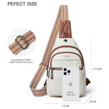 Brown Women's 3-Layer Zipped PU Chest Bag with Reversable Strap - Roomy But Not Nulky Single Shoulder Crossbody Bag - Top-Down View