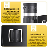 500x25 High Power HD Binoculars - Portable Concert Telescope with Phone Photography Capability, FMC Coated Optics - Top-Down View