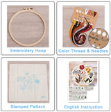 Christmas Embroidery DIY Kit with 20CM Faux Bamboo Hoop - Nordic Style Cross Stitch Material Pack (Style 4) - Front View