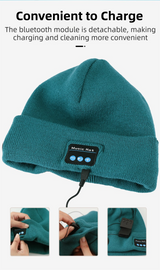 Light Grey Removable LED Bluetooth Headphone Beanie - Washable Knit Hat with 3-Level LED Illumination & Stereo Sound, USB Rechargeable