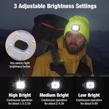 Red Removable LED Bluetooth Headphone Beanie - Washable Knit Hat with 3-Level LED Illumination & Stereo Sound, USB Rechargeable