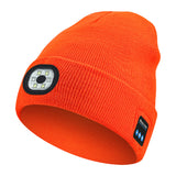 Orange Removable LED Bluetooth Headphone Beanie - Washable Knit Hat with 3-Level LED Illumination & Stereo Sound, USB Rechargeable