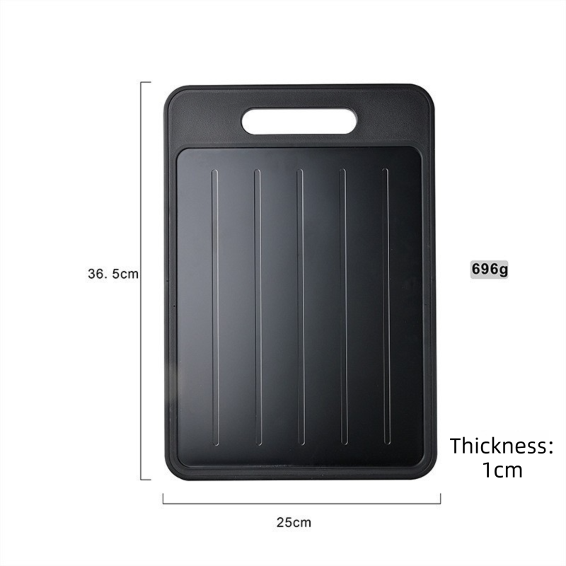 Black Aluminum Alloy Fast Thawing Dual-Sided Cutting Board(36.5x25CM) - Multifunctional Kitchen Tool with Garlic Grinder and Knife Sharpener
