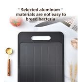 Black Aluminum Alloy Fast Thawing Dual-Sided Cutting Board(36.5x25CM) - Multifunctional Kitchen Tool with Garlic Grinder and Knife Sharpener