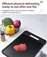Black Aluminum Alloy Fast Thawing Dual-Sided Cutting Board(36.5x25CM) - Multifunctional Kitchen Tool with Garlic Grinder and Knife Sharpener