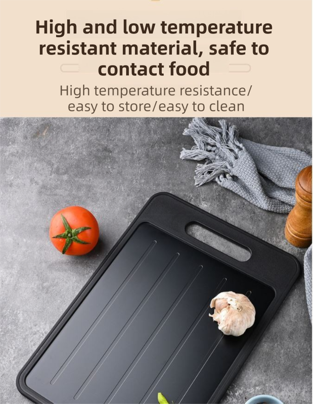 Black Aluminum Alloy Fast Thawing Dual-Sided Cutting Board(36.5x25CM) - Multifunctional Kitchen Tool with Garlic Grinder and Knife Sharpener