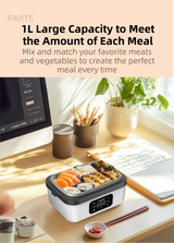 1L White Cordless Waterless Heated Lunch Box - Portable 304 Stainless Steel Bento Box for Picnic Students Office Workers, Timed Insulation & USB Rechargeable - 45-Degree Angle