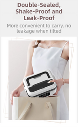 1L White Cordless Waterless Heated Lunch Box - Portable 304 Stainless Steel Bento Box for Picnic Students Office Workers, Timed Insulation & USB Rechargeable - Low Angle