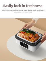 1L White Cordless Waterless Heated Lunch Box - Portable 304 Stainless Steel Bento Box for Picnic Students Office Workers, Timed Insulation & USB Rechargeable - Extra Image