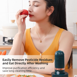 Blue Wireless Capsule Fruit and Vegetable Purifier(16x5.4CM) - Portable Food Disinfection & Sterilization Cleaner, 99.9% Bacteria Removal - Top-Down View