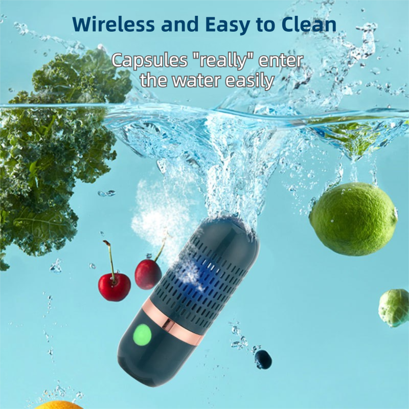 Green Wireless Capsule Fruit and Vegetable Purifier(16x5.4CM) - Portable Food Disinfection & Sterilization Cleaner, 99.9% Bacteria Removal