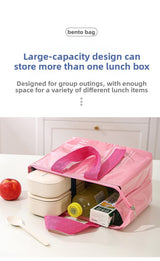 2-Pack Blue Dopamine Color Block Insulated Lunch Bag - Large Capacity Portable Cooler with Thickened Aluminum Foil Liner for Office Camping Picnic - Top-Down View