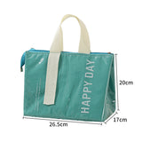 2-Pack Green Dopamine Color Block Insulated Lunch Bag - Large Capacity Portable Cooler with Thickened Aluminum Foil Liner for Office Camping Picnic
