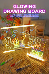 30x20CM LED Light-Up Tracing Doodle Board with 10 Brushes  - Erasable Fluorescent Drawing Tablet for Kids, Creative Painting, and Interactive Decoration/Gift - Front View