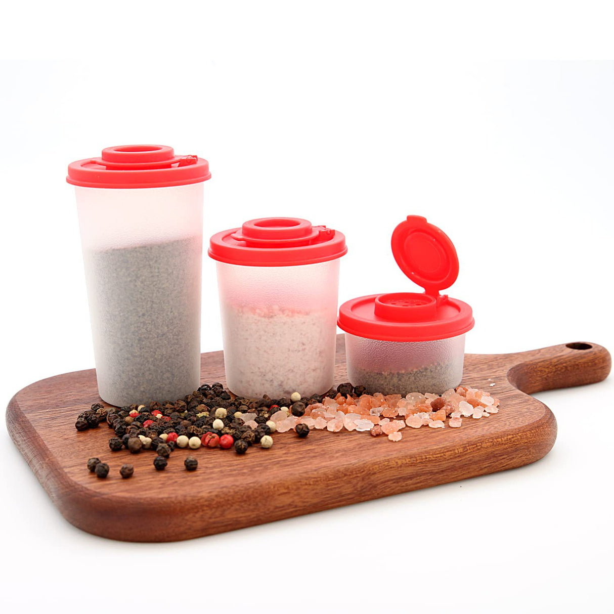 3-Pack Mini Compact Spice Shaker Set(Large Size) - Transparent Salt and Pepper Dispensers for Camping, Picnic & Outdoor Grilling