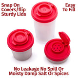 3-Pack Mini Compact Spice Shaker Set(Large Size) - Transparent Salt and Pepper Dispensers for Camping, Picnic & Outdoor Grilling