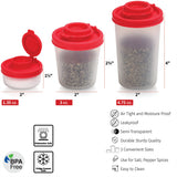 3-Pack Mini Compact Spice Shaker Set(Large Size) - Transparent Salt and Pepper Dispensers for Camping, Picnic & Outdoor Grilling - Top-Down View