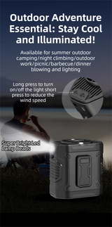 Black Portable Waist Fan - Construction Site Cooling Solution with 360° Turbo Ice Engine, 100 Speed Gears, and LED Light - Close-Up Angle