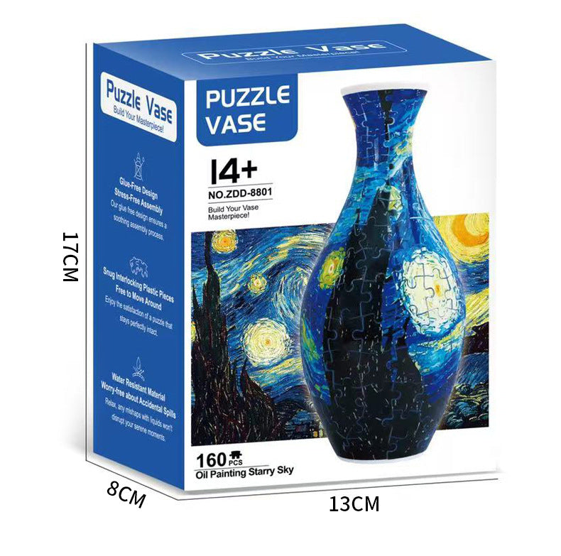 160 PCS Pop Art 3D Puzzle Vase - DIY Interlocking Flower Vase Kit, Home Decorative and Toy Gift for Mom