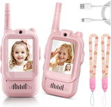 2-Pack Mini Wireless Video Intercom Set for Children(Pink) - Educational and Interactive Dual-Frequency Walkie Talkie Toy for Playtime