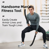 1-Pair Black Cordless Battle Ropes for Strength and Conditioning Training - Professional Muscle Power Workout System - Side View