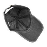 Black Washed Cotton Baseball Cap with Cat Print - Spring/Summer Casual Adjustable Unisex Couple Sun Hat